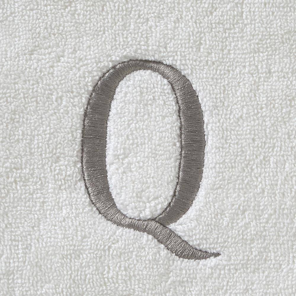 SKL Home Casual Monogram Letter Q Hand Towel 2 piece set, white, cotton