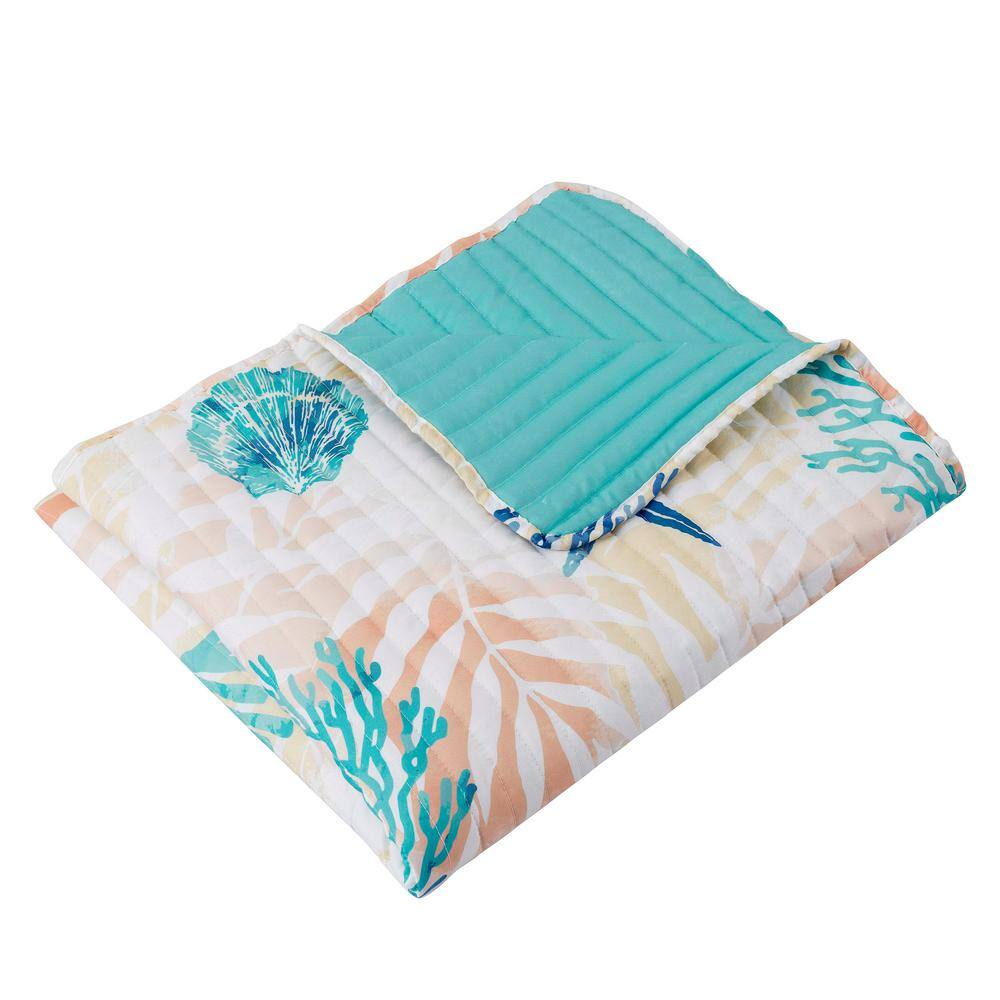 Greenland Home Fashions Montego Aqua Polyester Throw Blanket