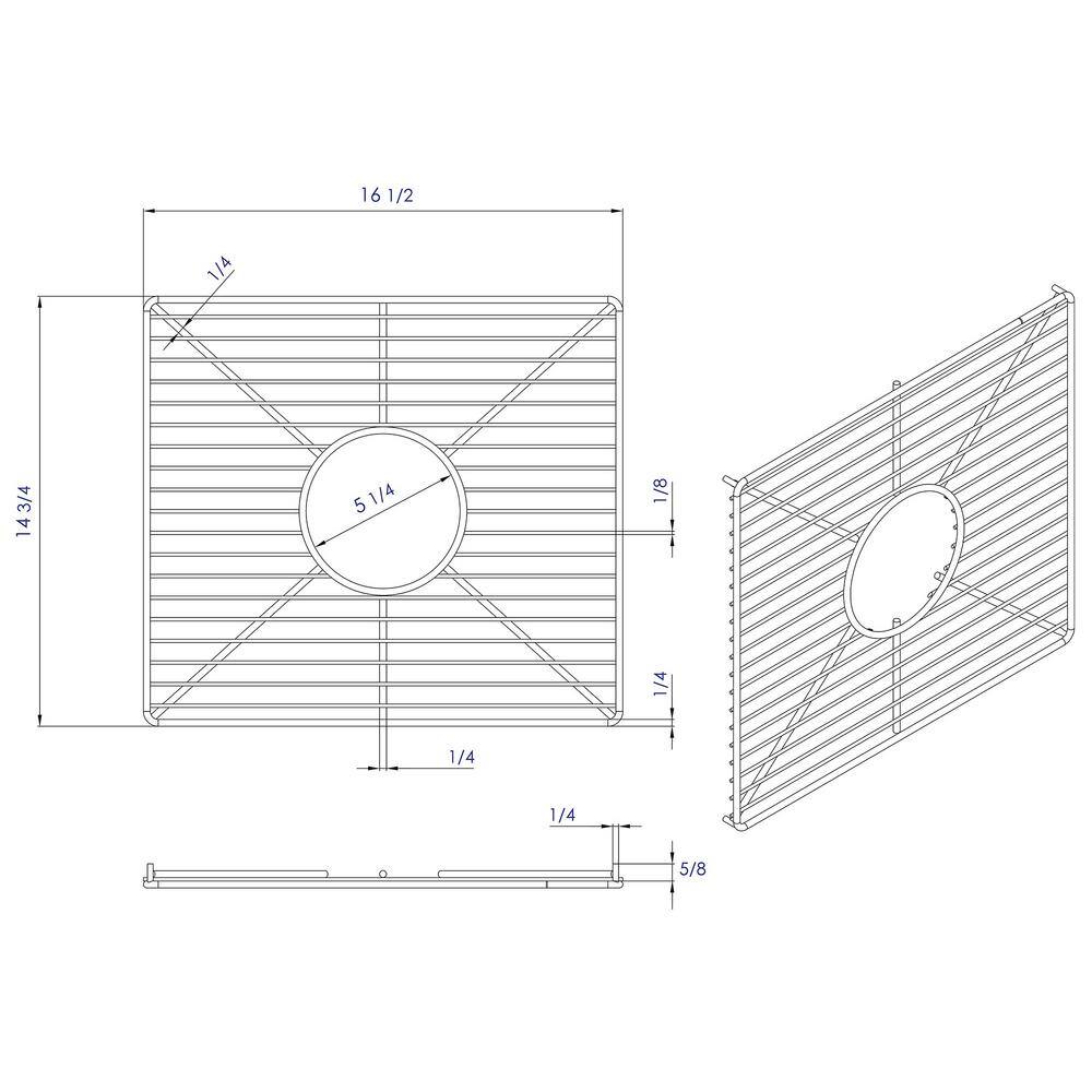 ALFI BRAND ABGR3918 16.5 in. Grid for Kitchen Sinks AB3618DB-W, AB3618ARCH-W in Brushed Stainless Steel