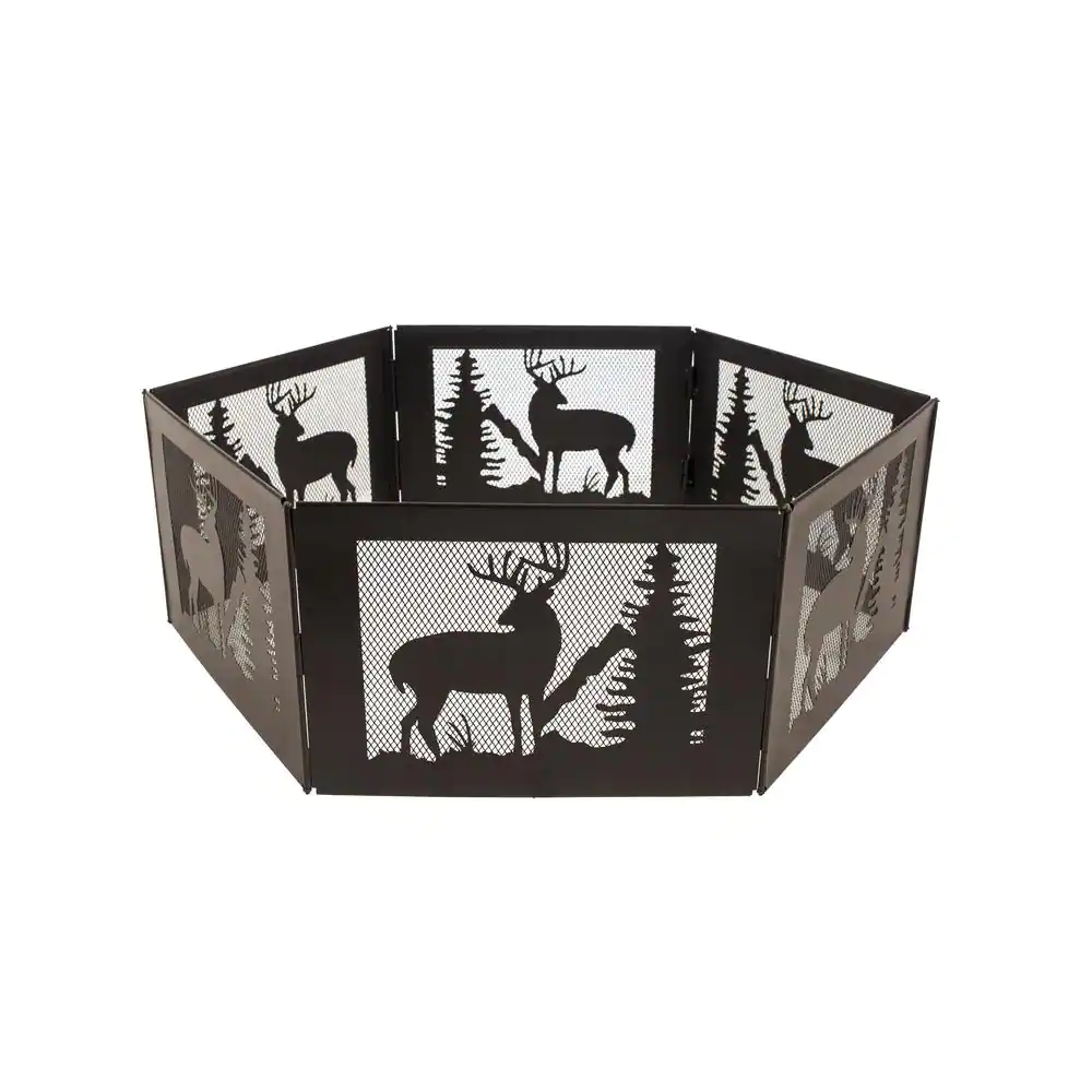 Pleasant Hearth Deer Mountain Portable Folding 36 in. x 12 in. Hexagon Steel Wood Burning Fire Pit with Carrying Case