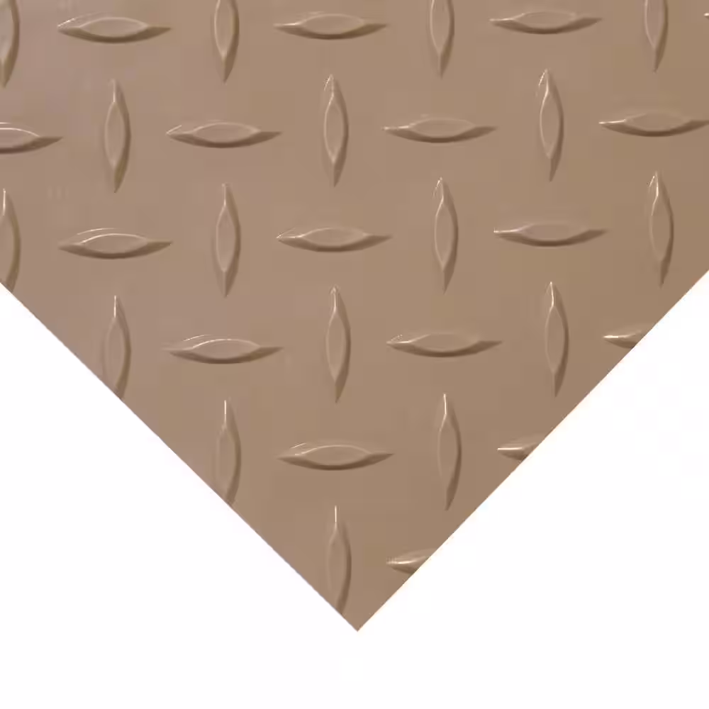 Rubber-Cal Diamond-Plate Metallic 4 ft. x 4 ft. Beige PVC Flooring (16 sq. ft.)