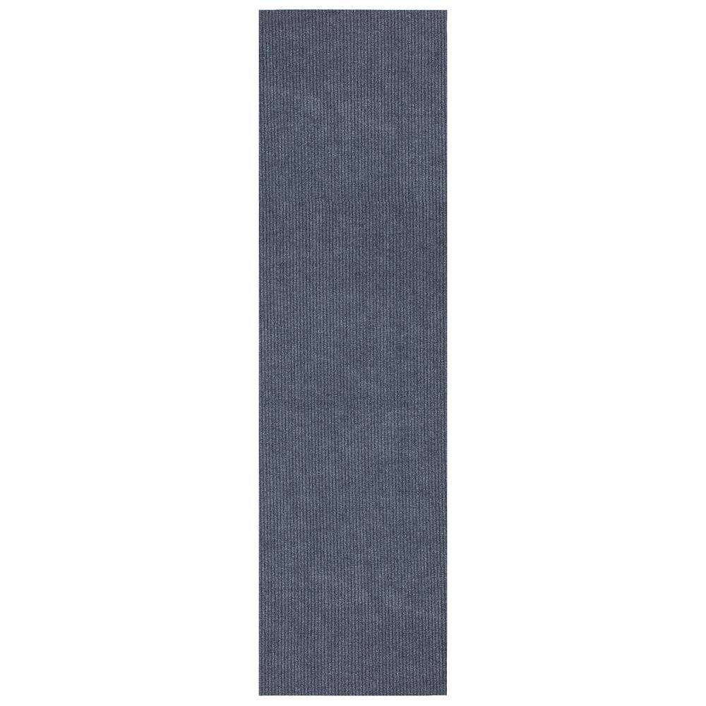 Sweet Home Stores Ribbed Waterproof Non-Slip Rubber Back Solid Runner Rug 2 ft. W x 29 ft. L Gray Polyester Garage Flooring