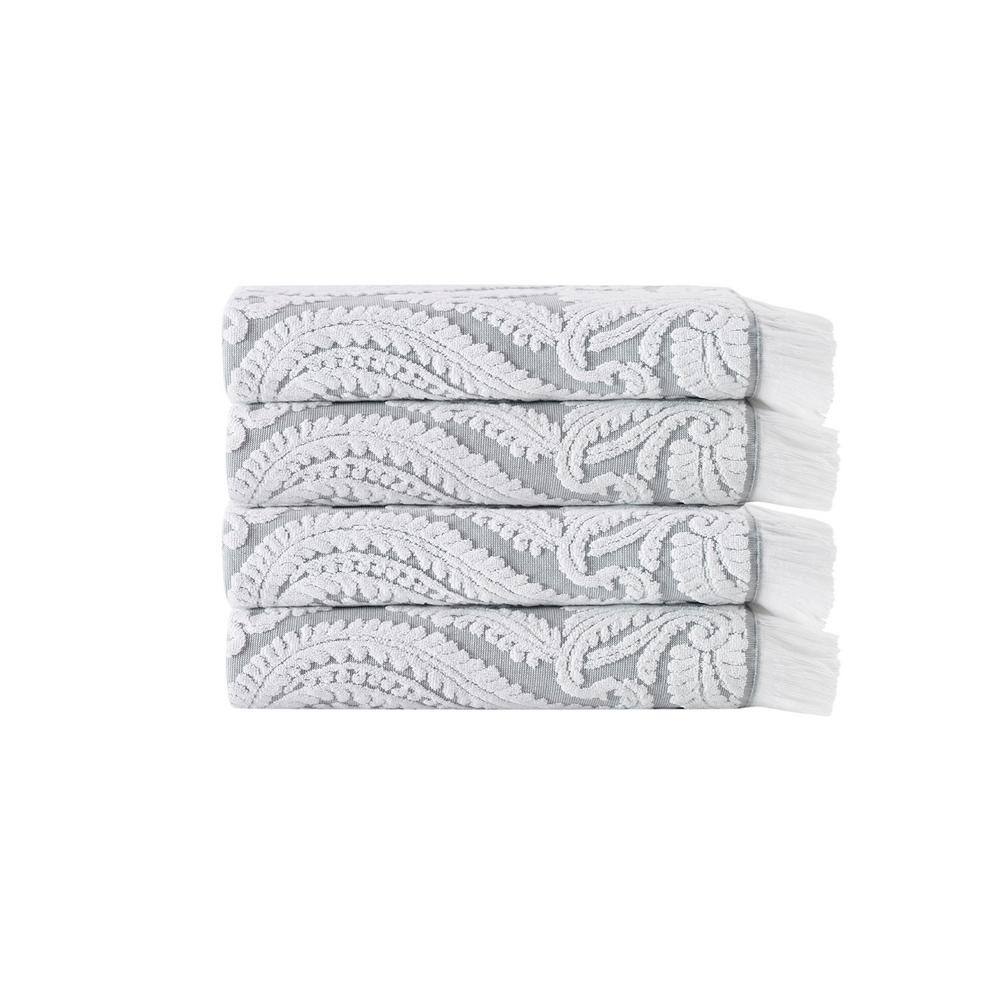 None Laina 4-Pieces Silver Turkish Cotton Hand Towels