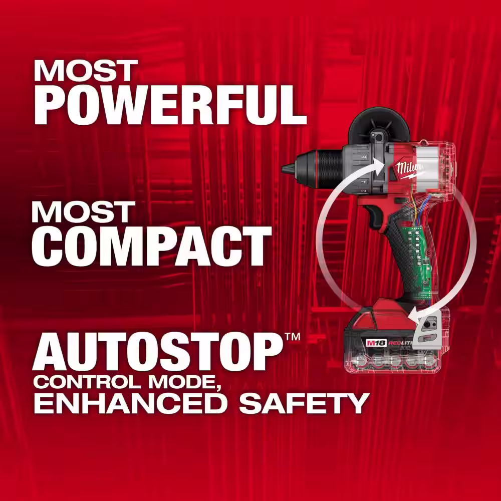 Milwaukee M18 FUEL 18-Volt Lithium-Ion Brushless Cordless Hammer Drill Kit with SHOCKWAVE Carbide Hammer Drill Bit Set (5-Piece)