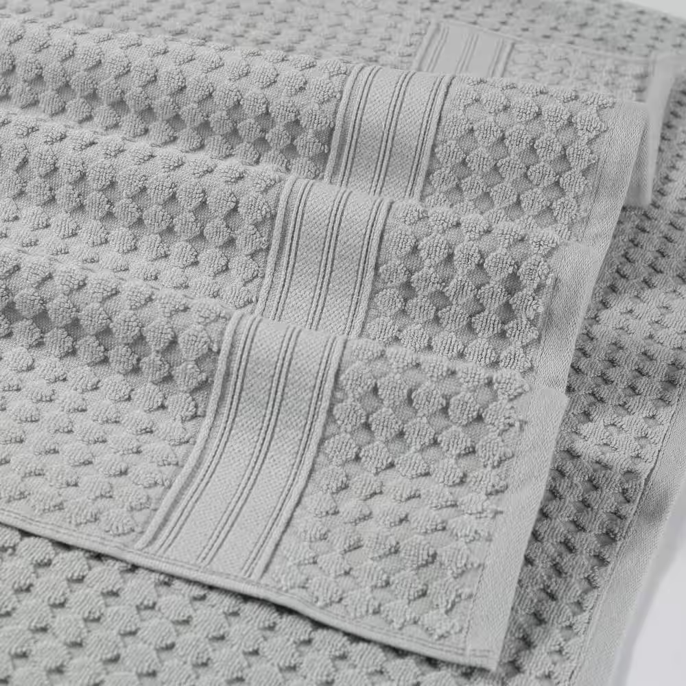 None Diamond Cut 6-Piece Light Grey Textured Cotton Bath Towel Set