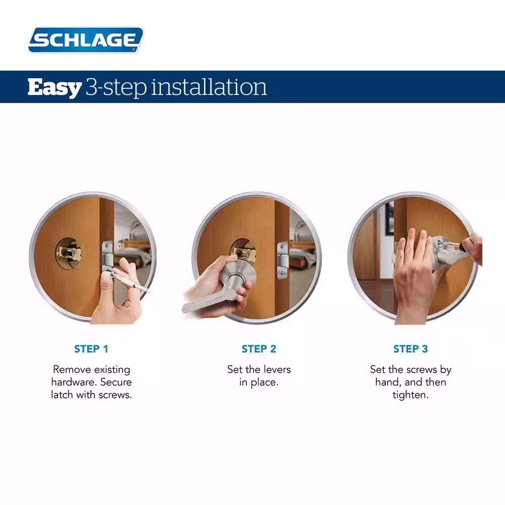 Schlage Merano Satin Nickel Passage Hall/Closet Door Handle with Concealed Screws