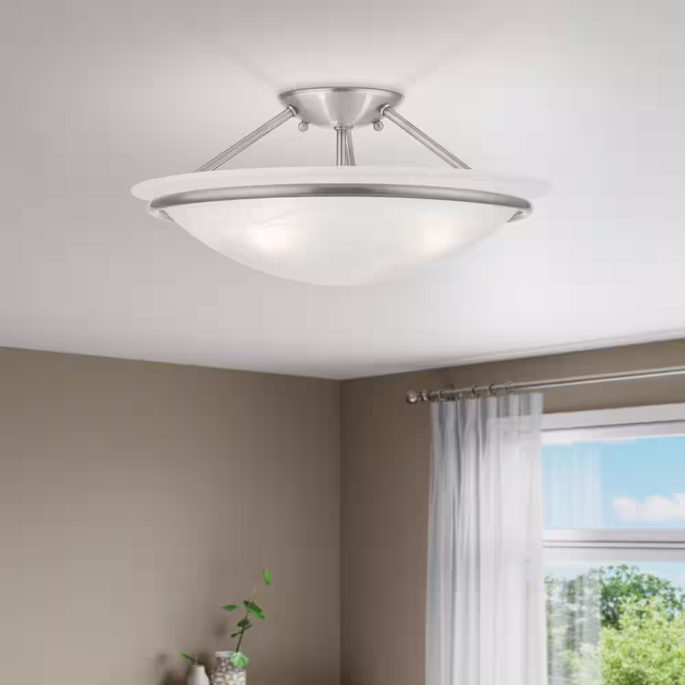 AVIANCE LIGHTING Walcott 3-Light Ceiling Brushed Nickel Incandescent Semi-Flush Mount