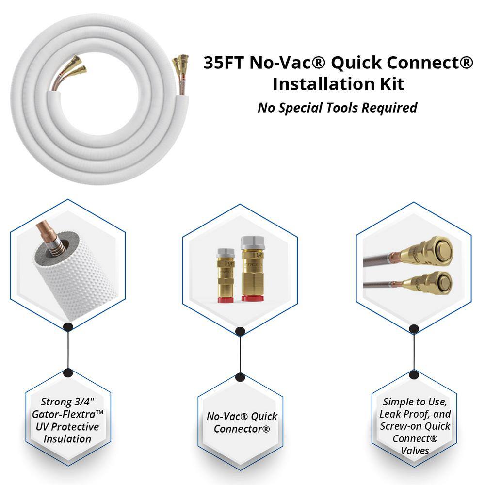 MRCOOL DIY Universal 4 Ton 48000 BTU 18 SEER Split System Heat Pump with 25 ft. NoVac Install Kit and 8kW HeatKit 208/230V