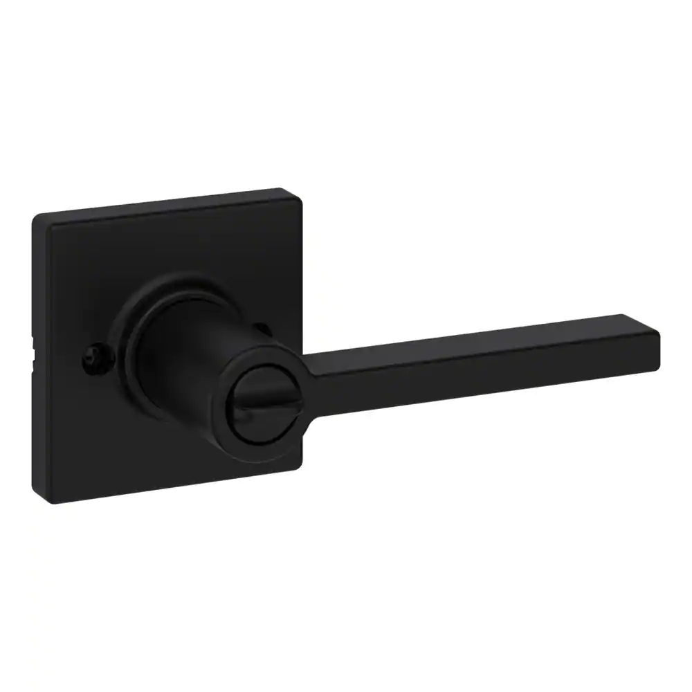 Kwikset Casey Matte Black Bed/Bath Privacy Door Handle Featuring Microban with Lock
