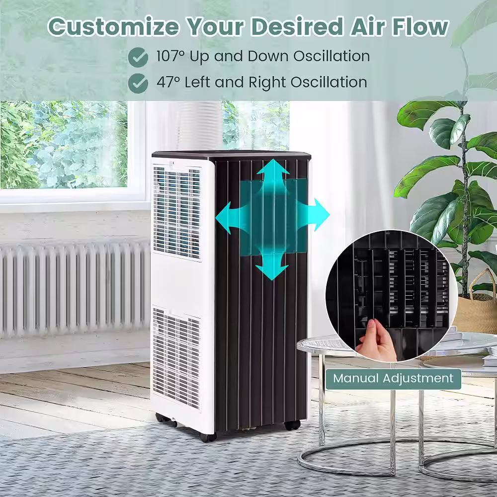 None 8000 BTU ASHRAE Portable Air Conditioner 3-in-1 AC Unit with Cool Dehumidifier Fan Sleep Mode