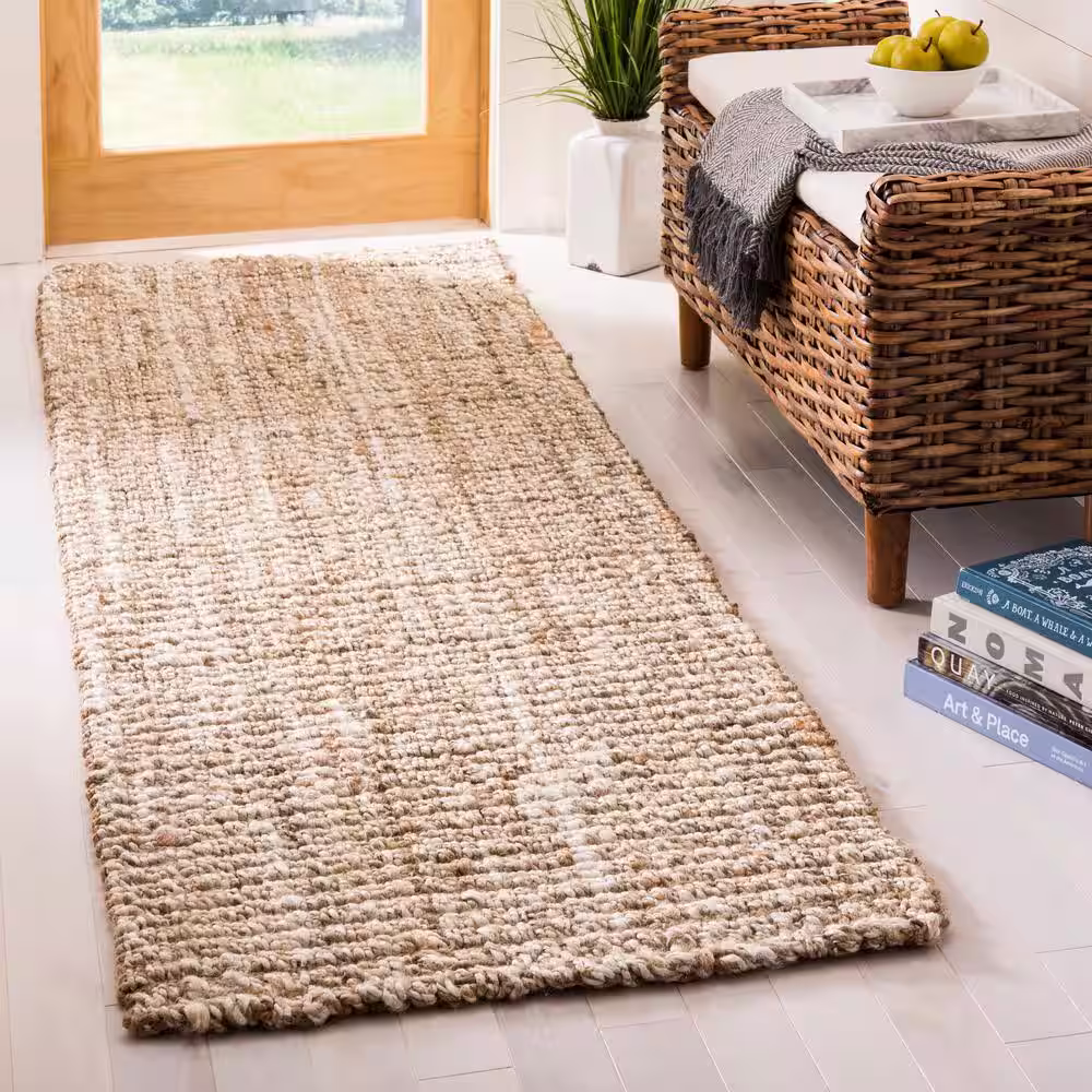 SAFAVIEH Natural Fiber Beige 3 ft. x 10 ft. Solid Runner Rug