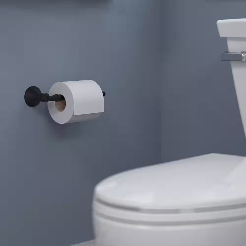 Delta Ashlyn Wall Mount Pivot Arm Toilet Paper Holder Bath Hardware Accessory in Matte Black