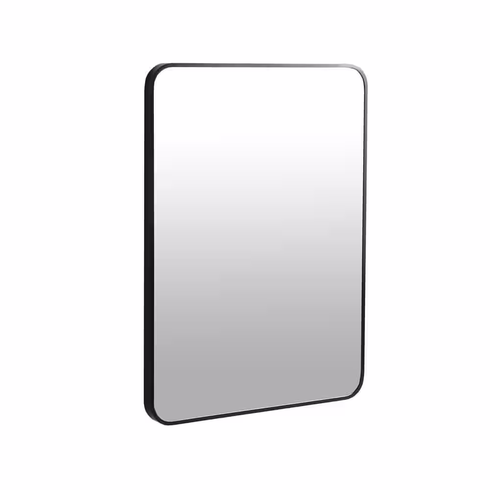 Cesicia Modern 24 in. W x 32 in. H Rectangular Aluminum Framed Wall Mirror in Matt Black