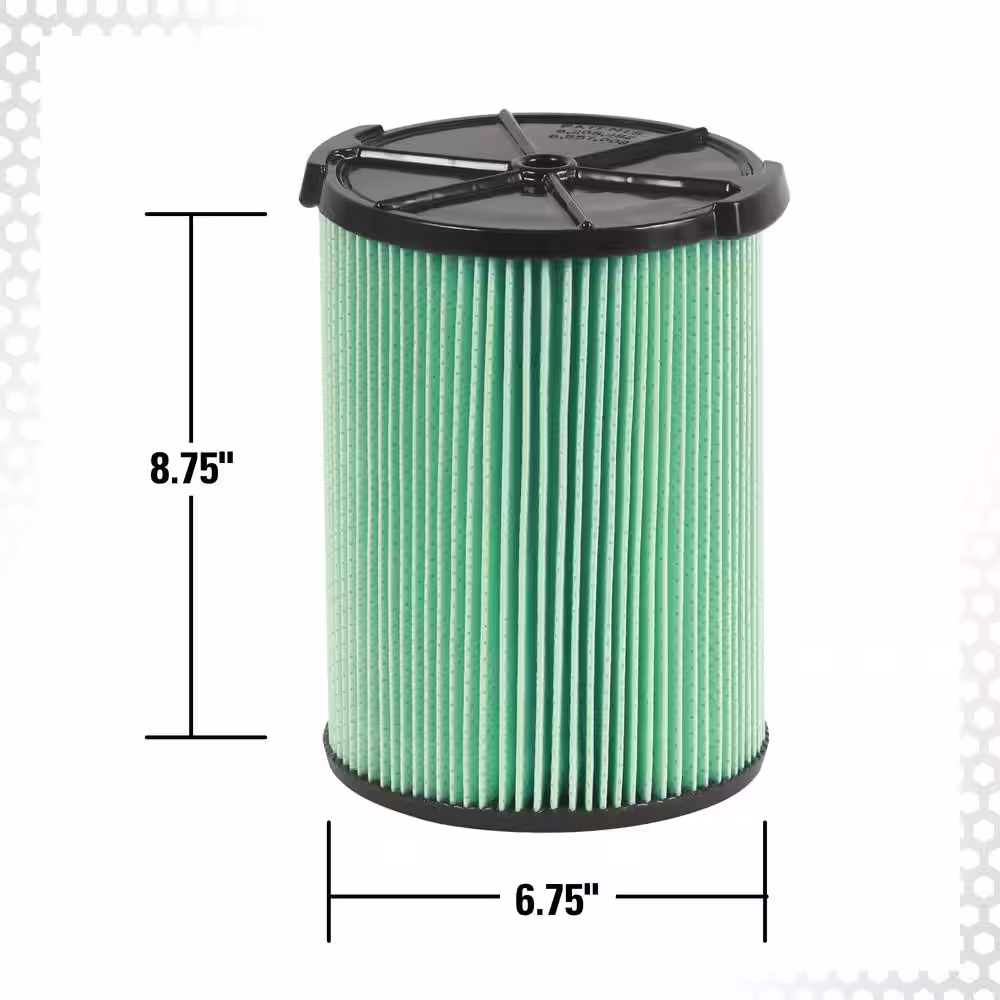 RIDGID HEPA Material Pleated Paper Wet/Dry Vac Cartridge Filter for Most 5 Gallon and Larger RIDGID Shop Vacuums (2-Pack)