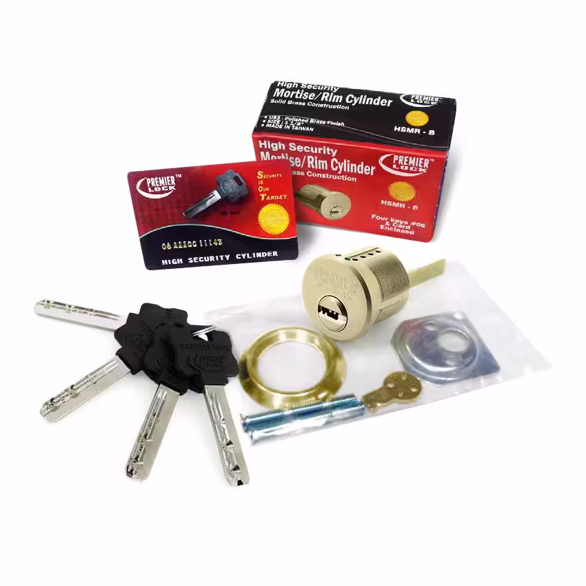 Premier Lock 1-1/8 in. High Security Rim Cylinder, Stainless Steel Finish (Pack of 6, Keyed Alike)