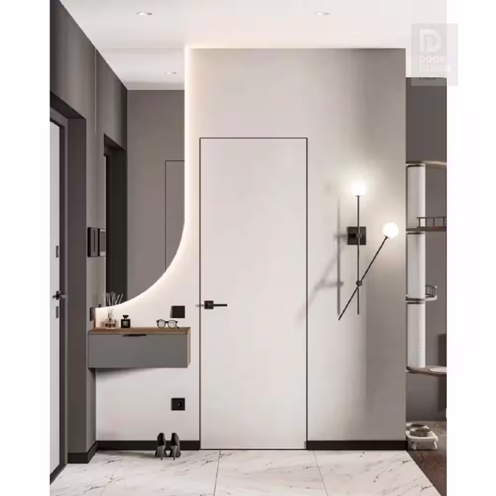 Belldinni Invisible Frame Smart Pro 24 in. x 80 in. Right Hand Polar White Wood Single Prehung Interior Door with Concealed Hinges