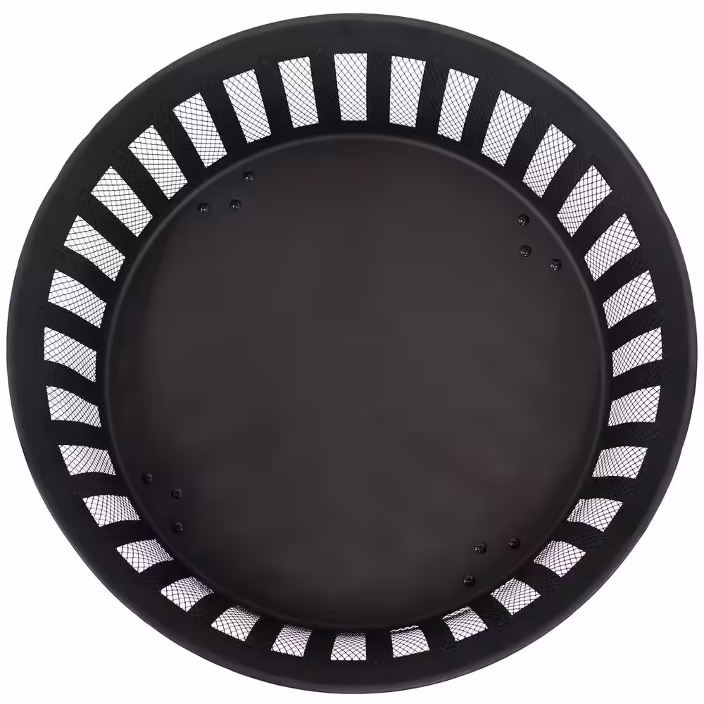 Sunnydaze Decor 25 in. Steel Mesh Stripe Cutout Fire Pit with Spark Screen and Poker