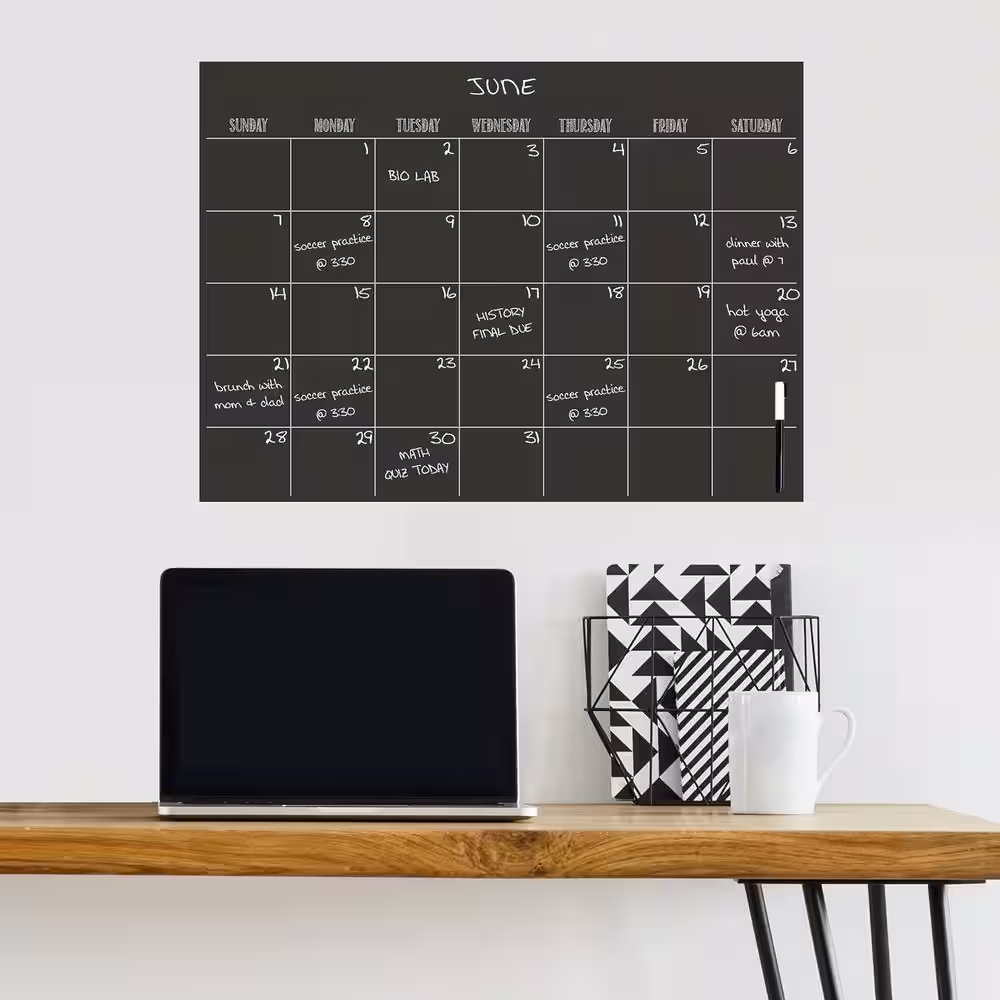 WallPops 17.5 in. x 24 in. Black Calendar Wall Decal