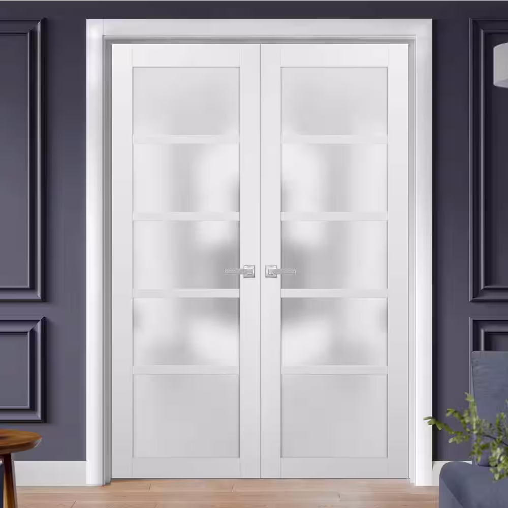 Sartodoors 56 in. x 80 in. Single Panel White Finished Pine Wood Interior Door Slab with Hardware