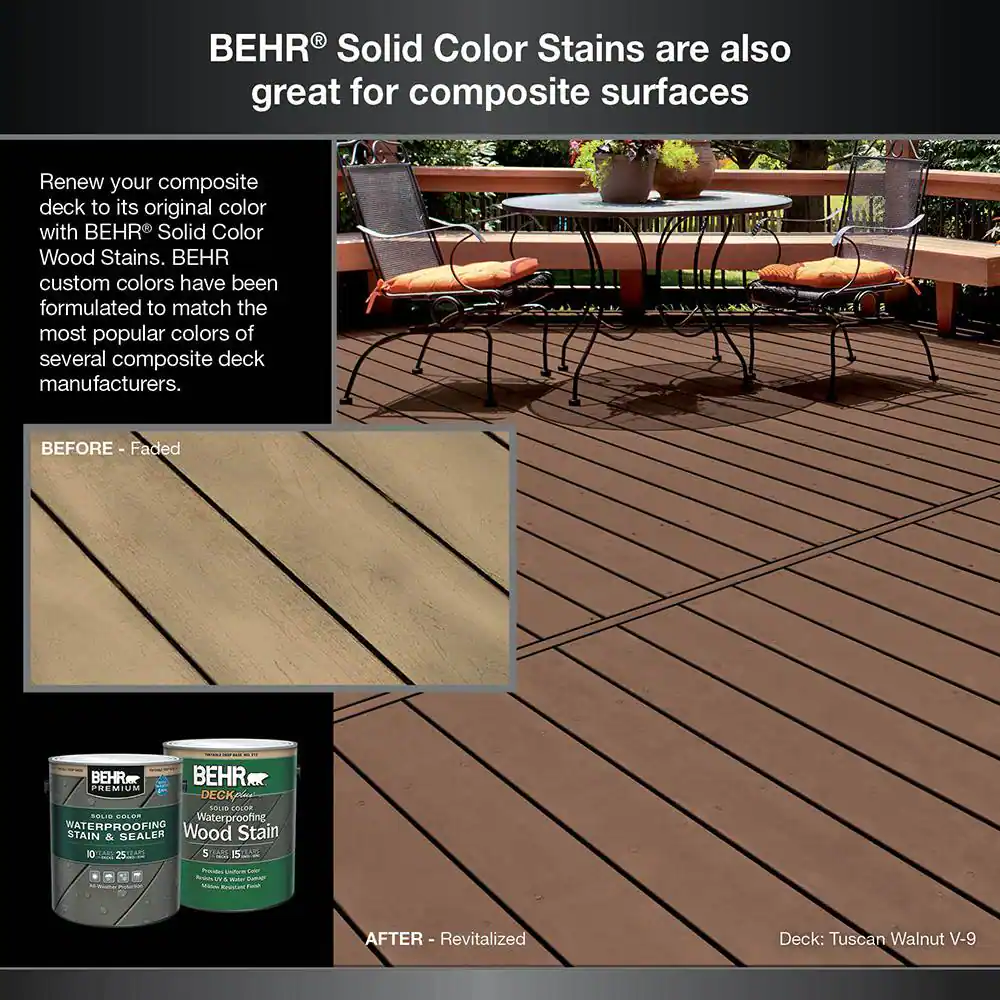 BEHR PREMIUM 1 gal. White Base Solid Color Waterproofing Exterior Wood Stain and Sealer