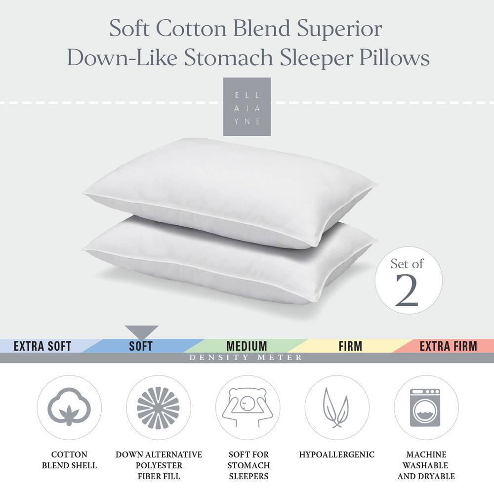ELLA JAYNE Down Alternative Soft Poly-Cotton Standard Size Pillow Pack of 2