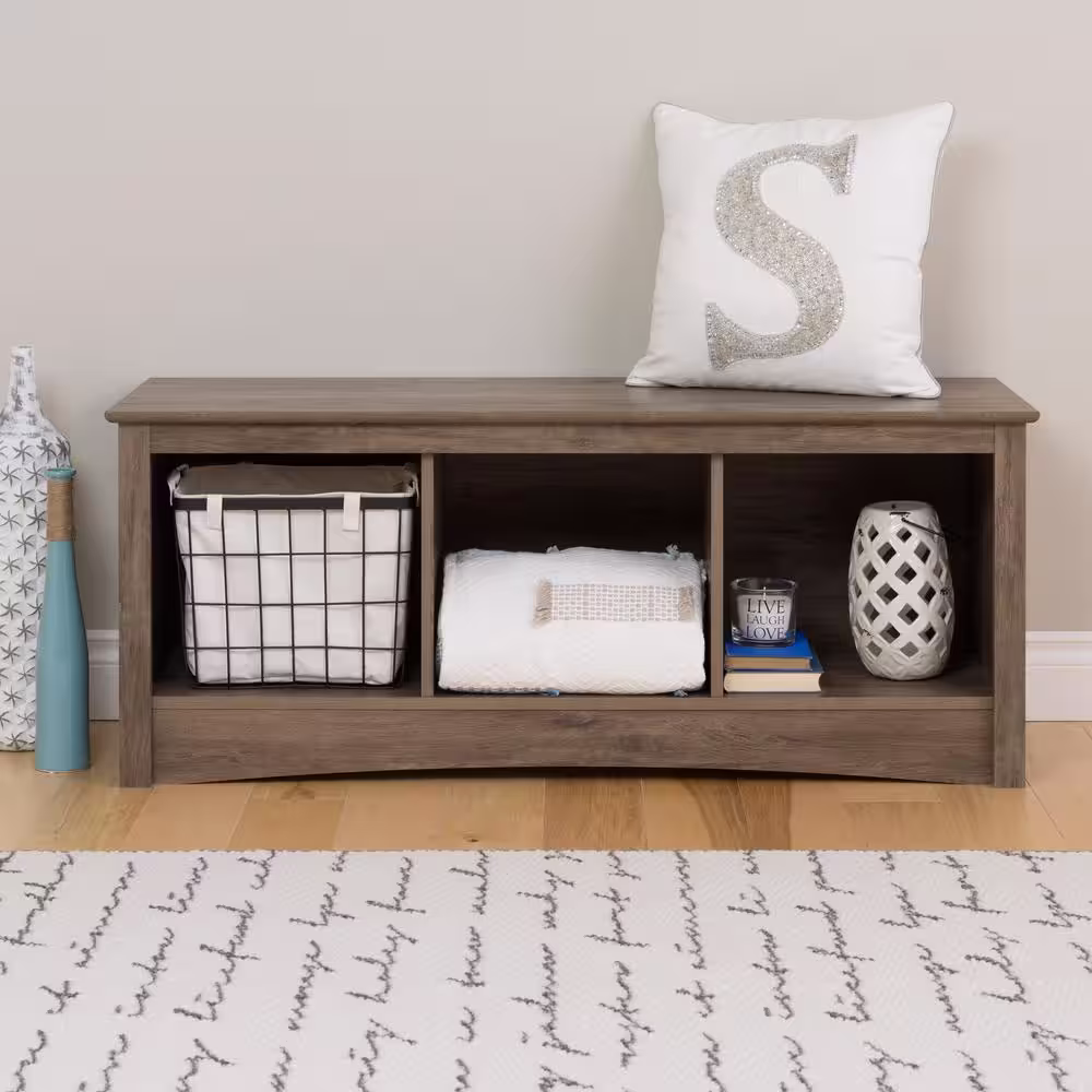 Prepac 20 in. H x 48 in. W x 15.75 in. D Gray Wood 3-Cube Organizer