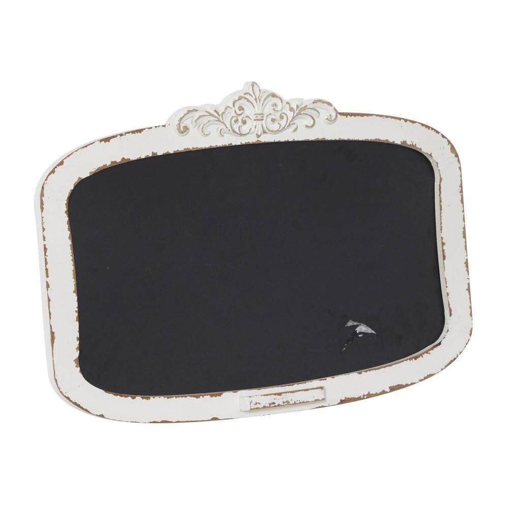 Litton Lane Wood Cream Carved Top Sign Wall Decor with Chalkboard