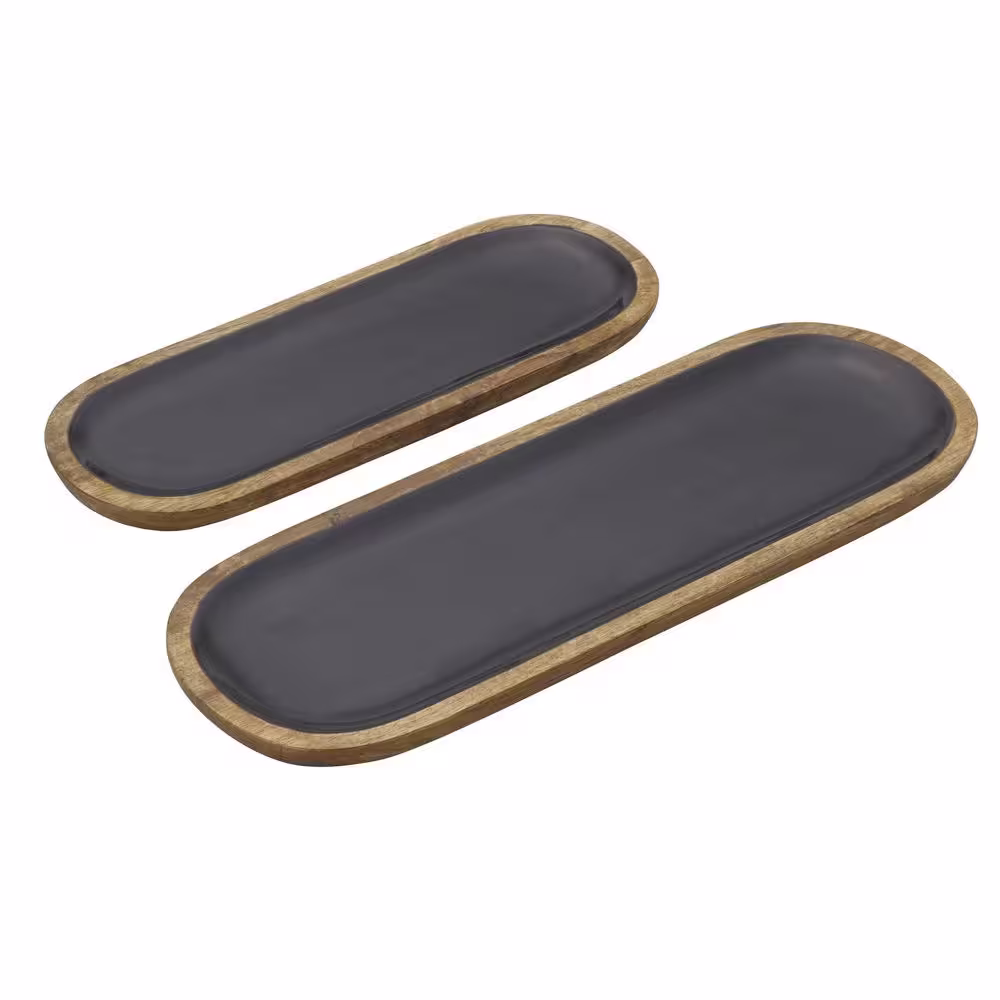 Mikasa 16-in., and 20-in. Mango Wood Oval Decorative Platters, Set of 2
