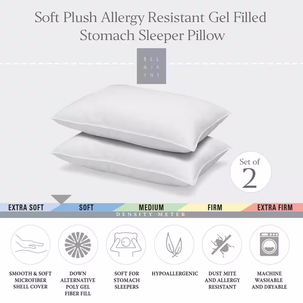 None Signature Collection Soft Microfiber Gel King Size Pillow Pack of 2