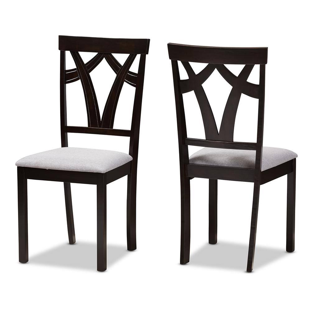 Baxton Studio Sylvia 5-Piece Grey and Dark Brown Dining Set
