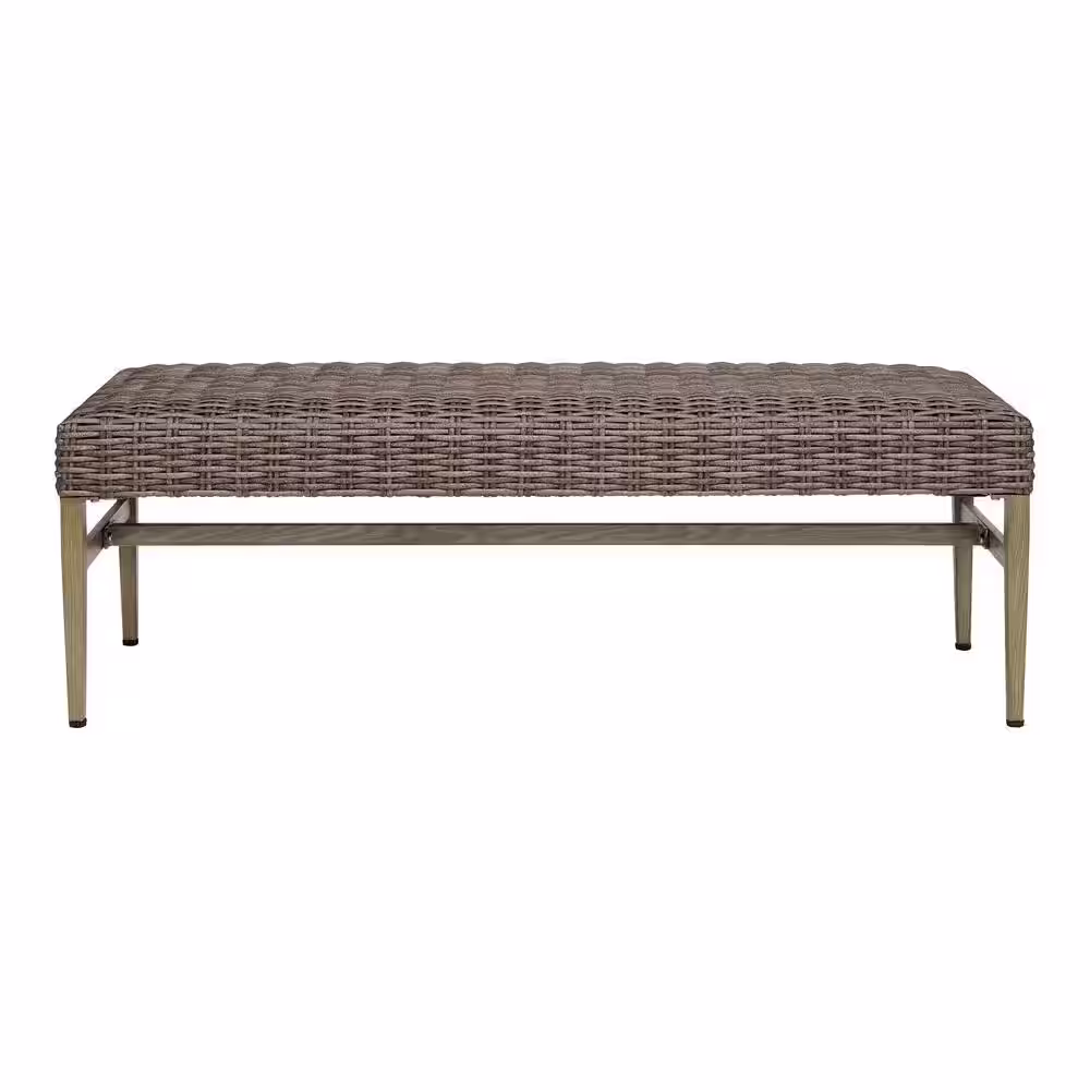 Hampton Bay Solace Hill 7-Piece Padded Wicker Outdoor Dining Set with Padded Wicker Bench