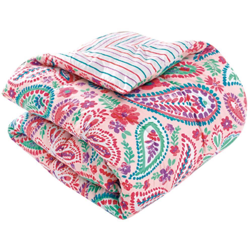 alex + bella Watercolor Flutter 4-Piece Multi-Color Full Comforter Set with a decorative pillow
