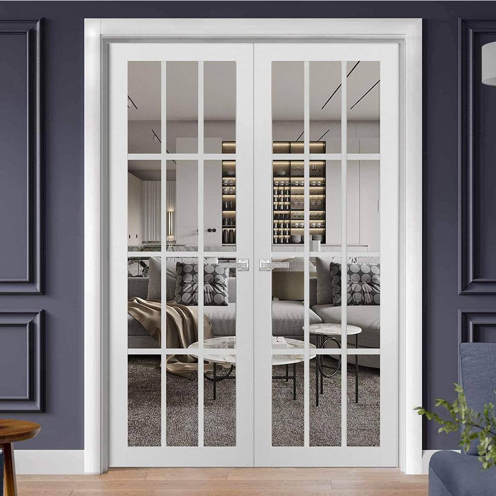 Sartodoors 3355 72 in. x 96 in. Universal Handling Frosted Glass Solid Core White Finished Pine Wood Interior Door Slab