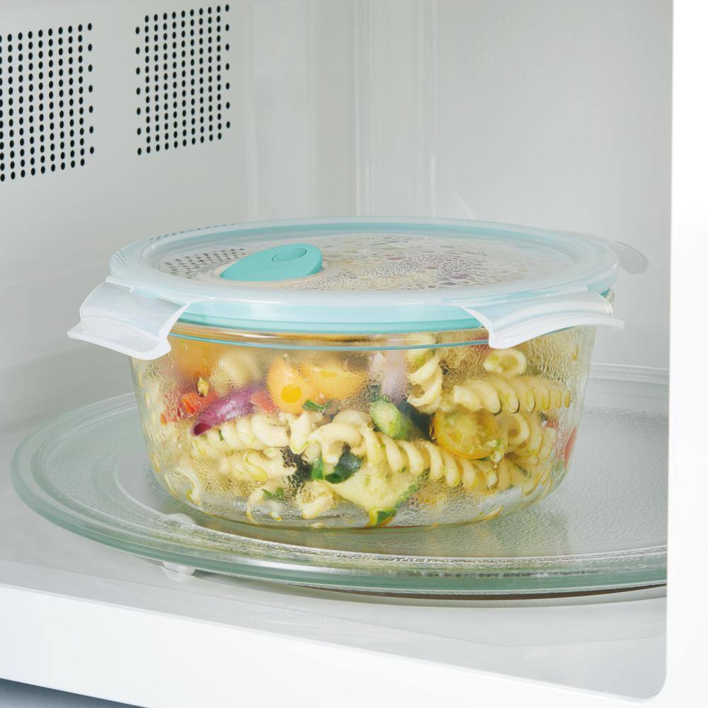 None Performance 4-Piece Glass Vented Round Food Storage Containers, 32-Ounce Set