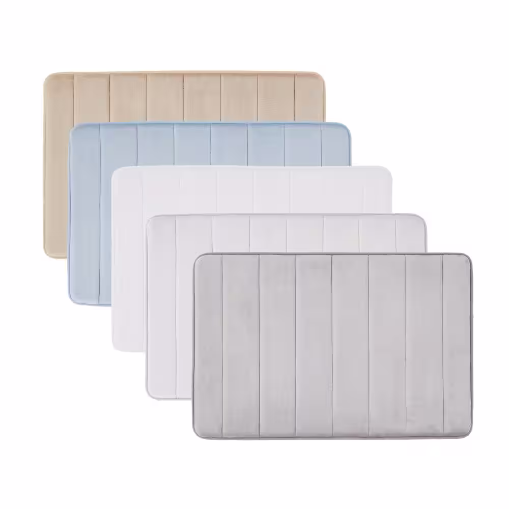 Truly Soft Memory Foam Grey 32 in. x 20 in. Polyester 2-Piece Bath Mat Set