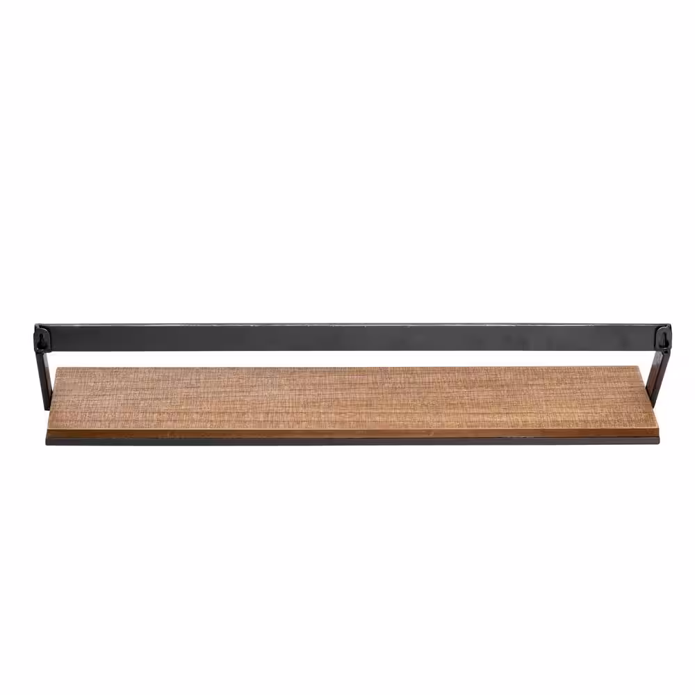 Honey-Can-Do Black/Rustic Steel Floating Wall Shelves (Set of 3)