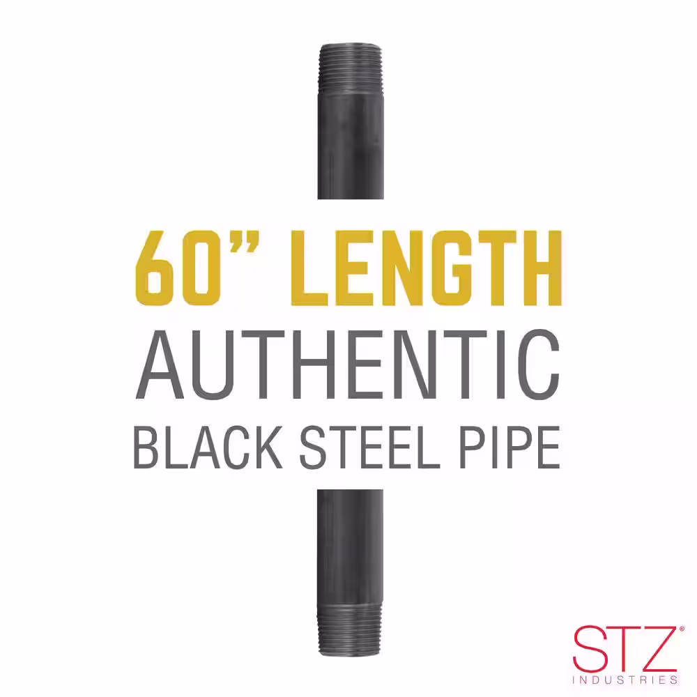 STZ 1/2 in. x 5 ft. Black Steel Schedule 40 Cut Pipe