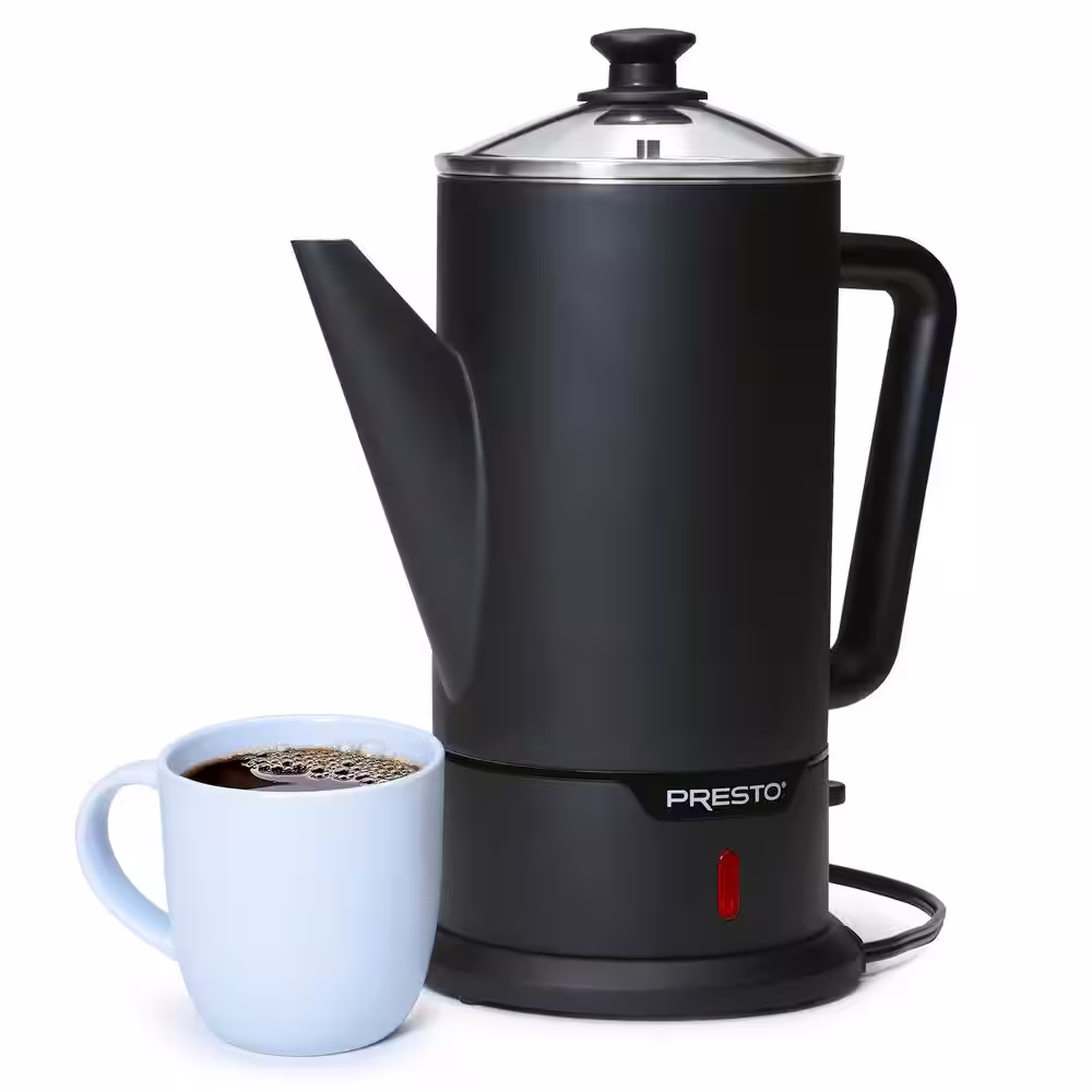 Presto 12 Cup Black Stainless Steel Cordless-Serve Coffee Maker