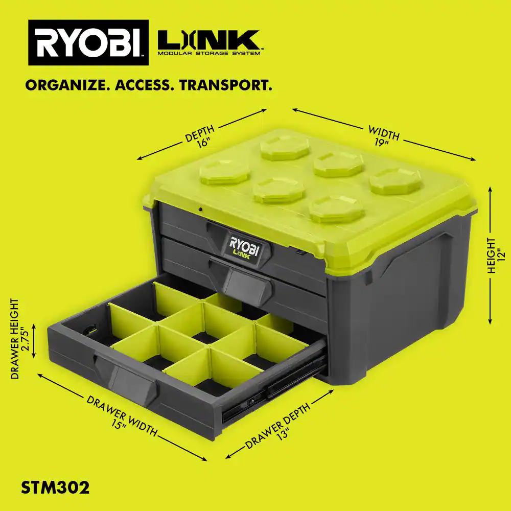 RYOBI LINK 3-Drawer Modular Tool Box