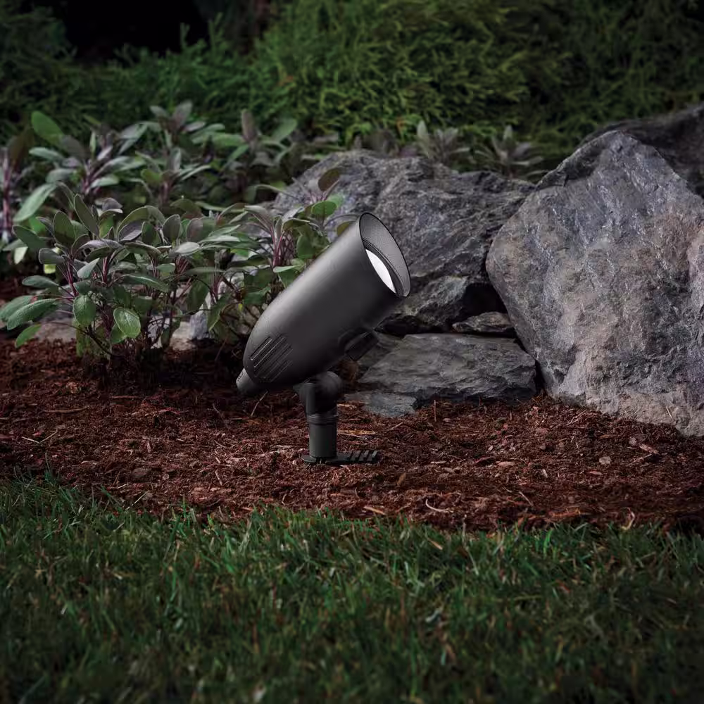 Hampton Bay 50-Watt Equivalent Low Voltage Black LED Outdoor Landscape Flood Light with Adjustable Color and Adjustable Beam Angle