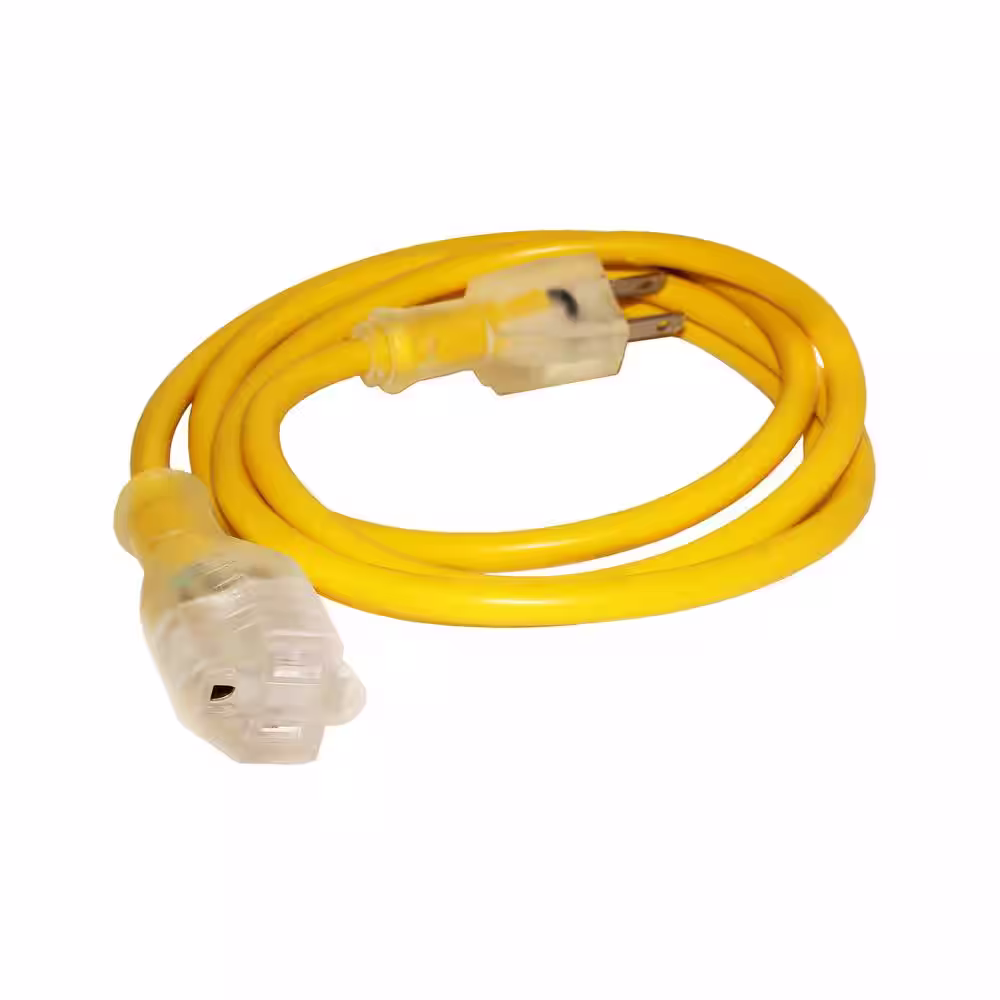 None 10/3 6 ft. SJTW 15 Amp, 125-Volt, 1875-Watt, Lighted End Extension Cord Super Heavy-Duty Outdoor Jacket