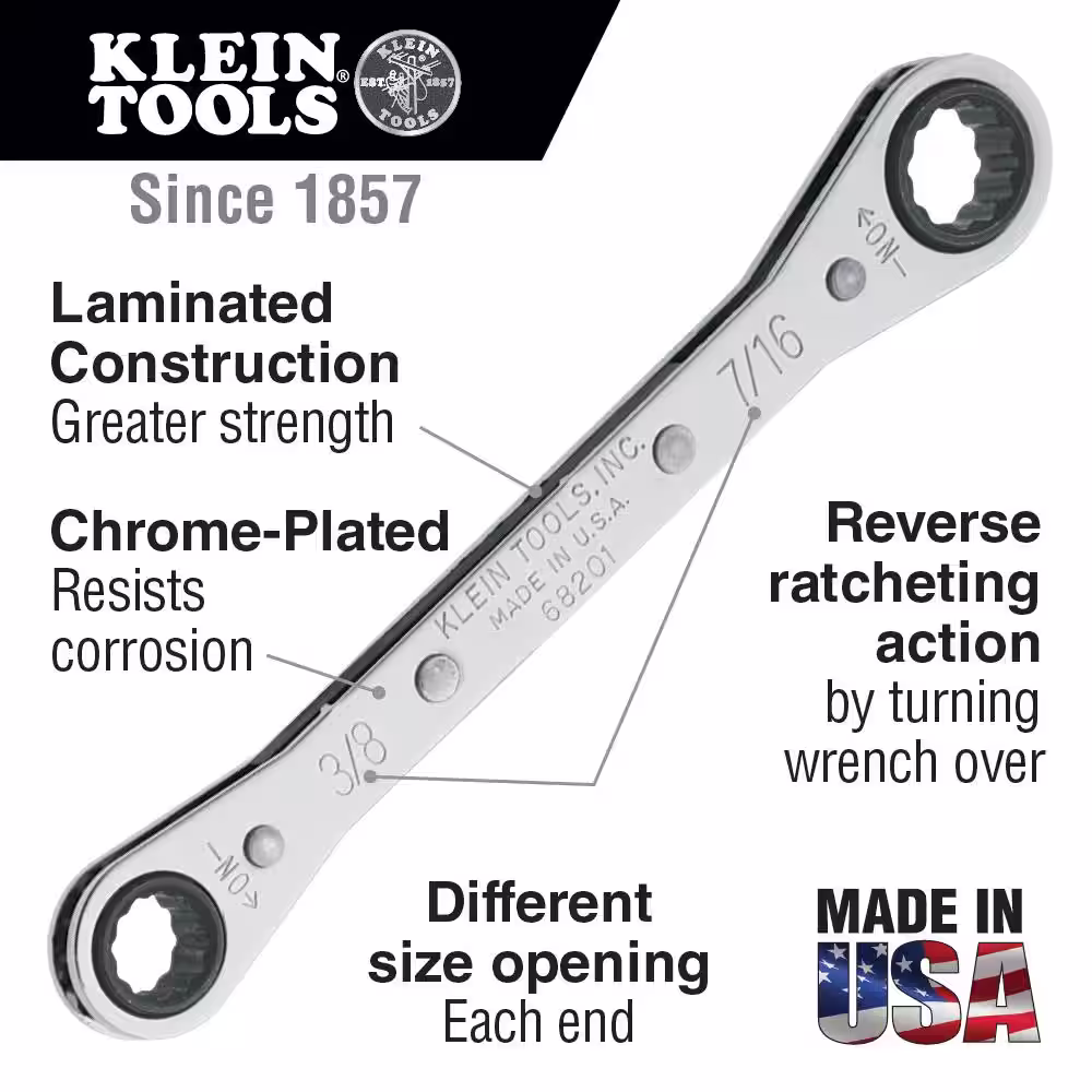 Klein Tools 1/4 in. x 5/16 in. Ratcheting Box Wrench