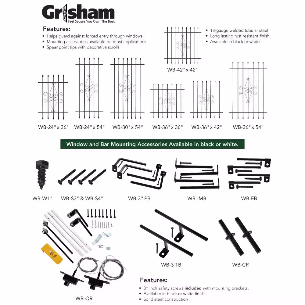Grisham 3 in. One-Way Screws for Window Bar (4-Pack)