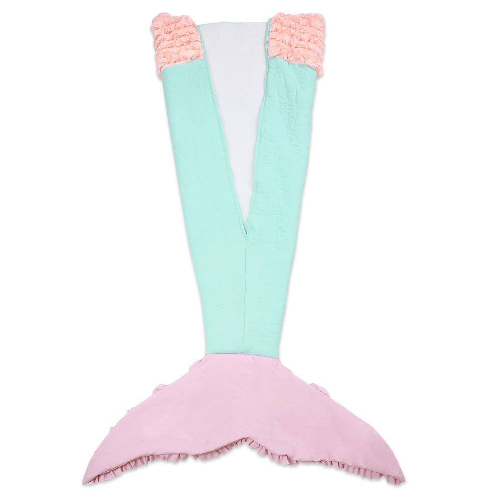 Lush Decor Mermaid Ruffle Pink/Purple Single 30 in. x 75 in. Mermaid Shape Sherpa Throw