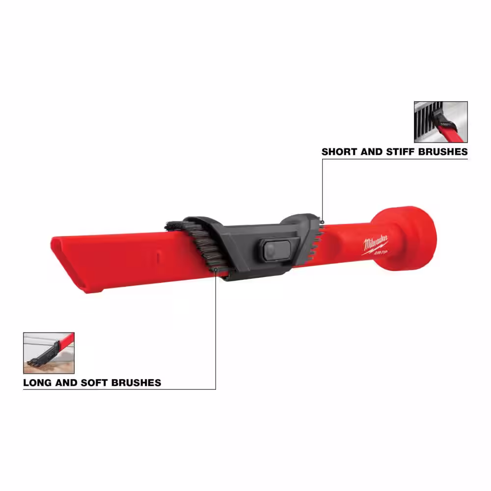 Milwaukee AIR-TIP 1-1/4 in. - 2-1/2 in. 3-IN-1 Crevice & Brush Tool Wet/Dry Shop Vacuum Attachment (1-Piece)