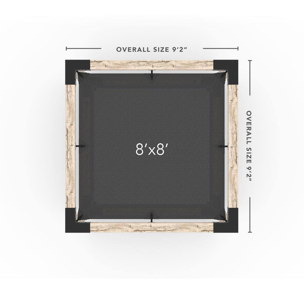 TOJA GRID 8 ft. x 8 ft. 2-Person Black Hammock Pergola Kit with 1 Denim Shade Sail for 6 in. x 6 in. Wood Posts