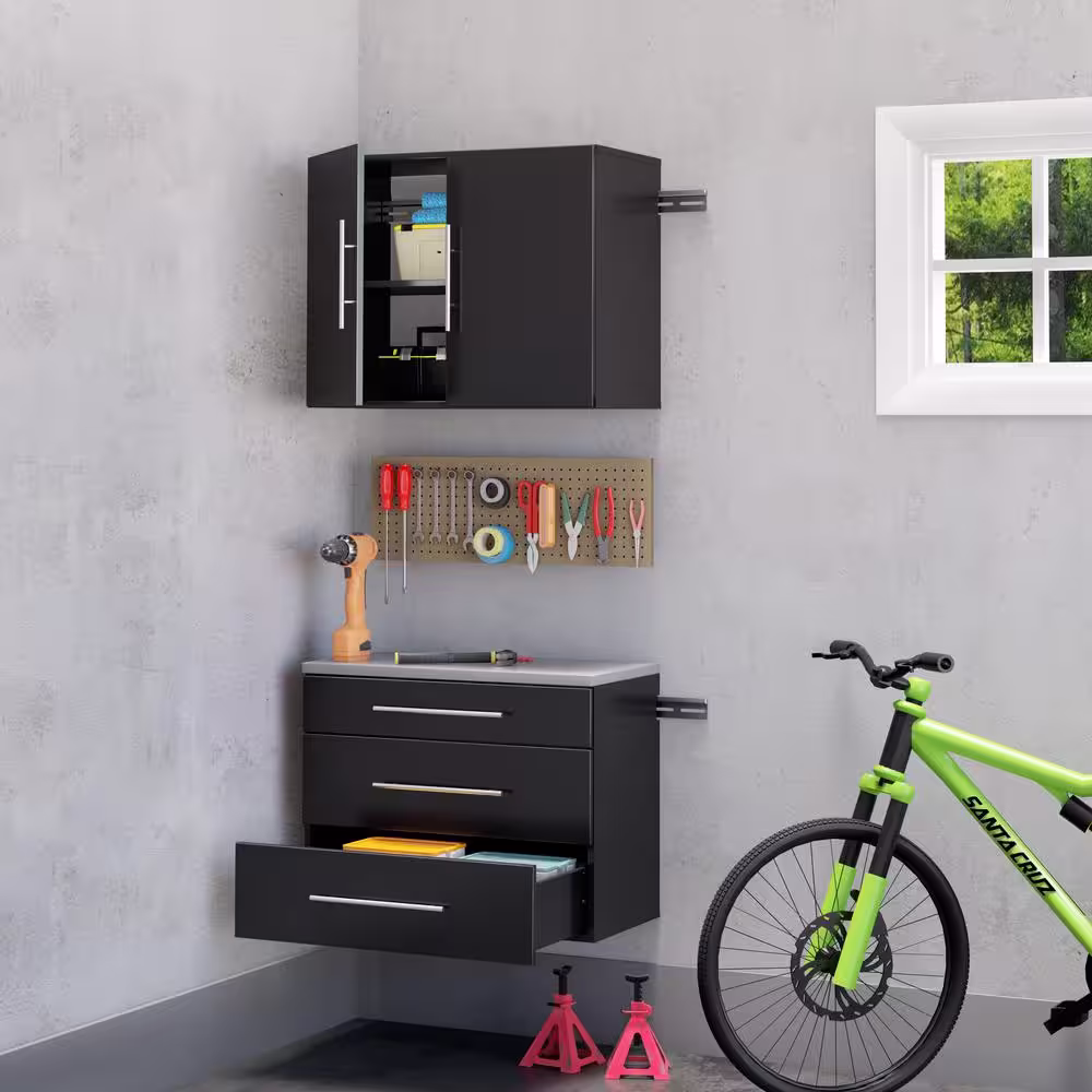 Prepac HangUps 30 in. W x 72 in. H x 16 in. D Storage Cabinet Set A in Black ( 2 Piece )